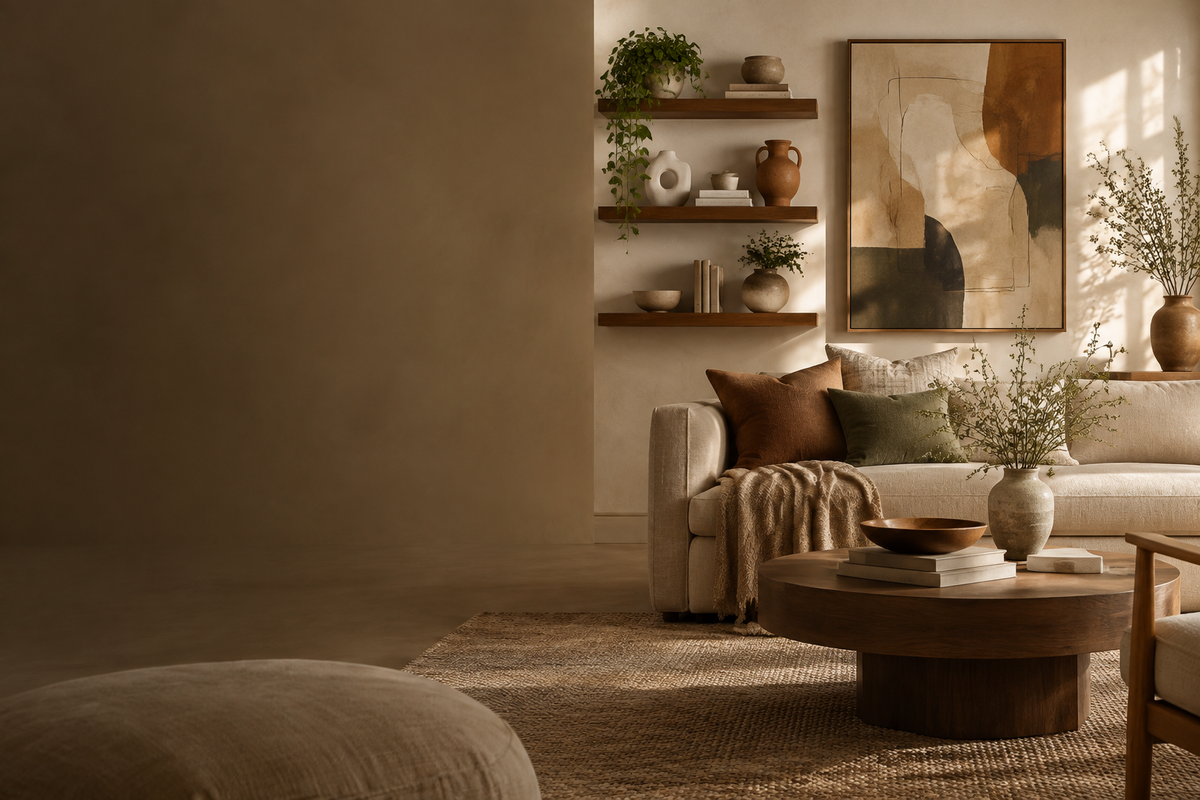 Warm modern home decor interior for the hero